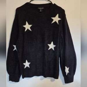 Rachel Zoe Black Sweater with White Star Patterns